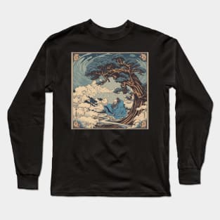 Hokusai-inspired Woodblock Print: The Wind in the Trees Long Sleeve T-Shirt